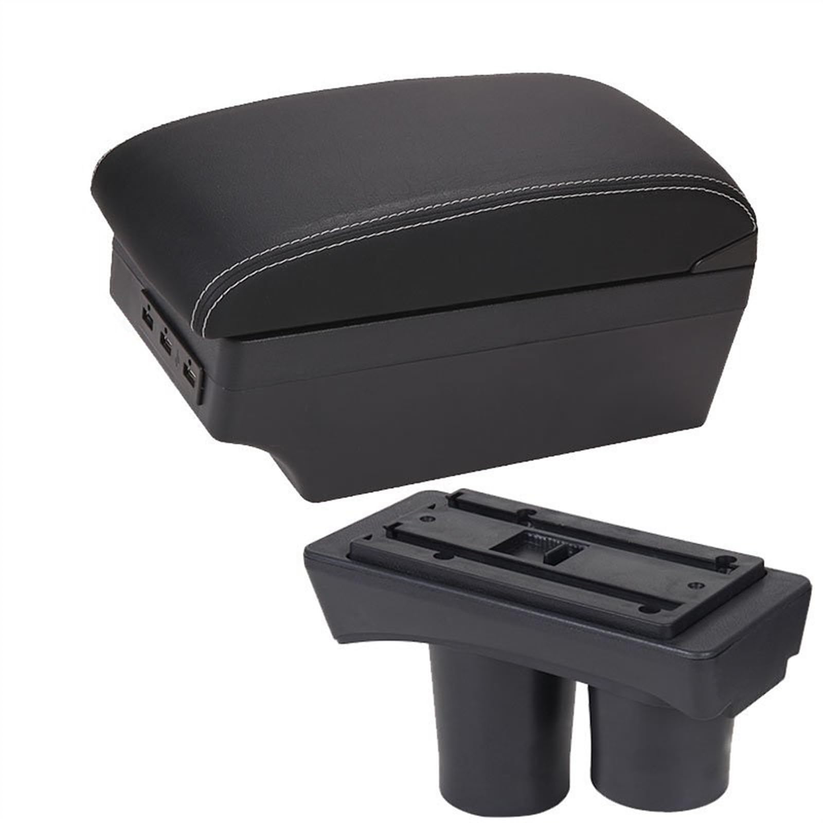 WUYDKEL Auto Armlehnenbox Kompatibel Mit Citroen Für Peugeot 301 Für C-Elysee 2014 2015 2016 Auto 3USB Armlehnenbox Mittelkonsole Organizer Fach Unterstützung Teile(A3) von WUYDKEL