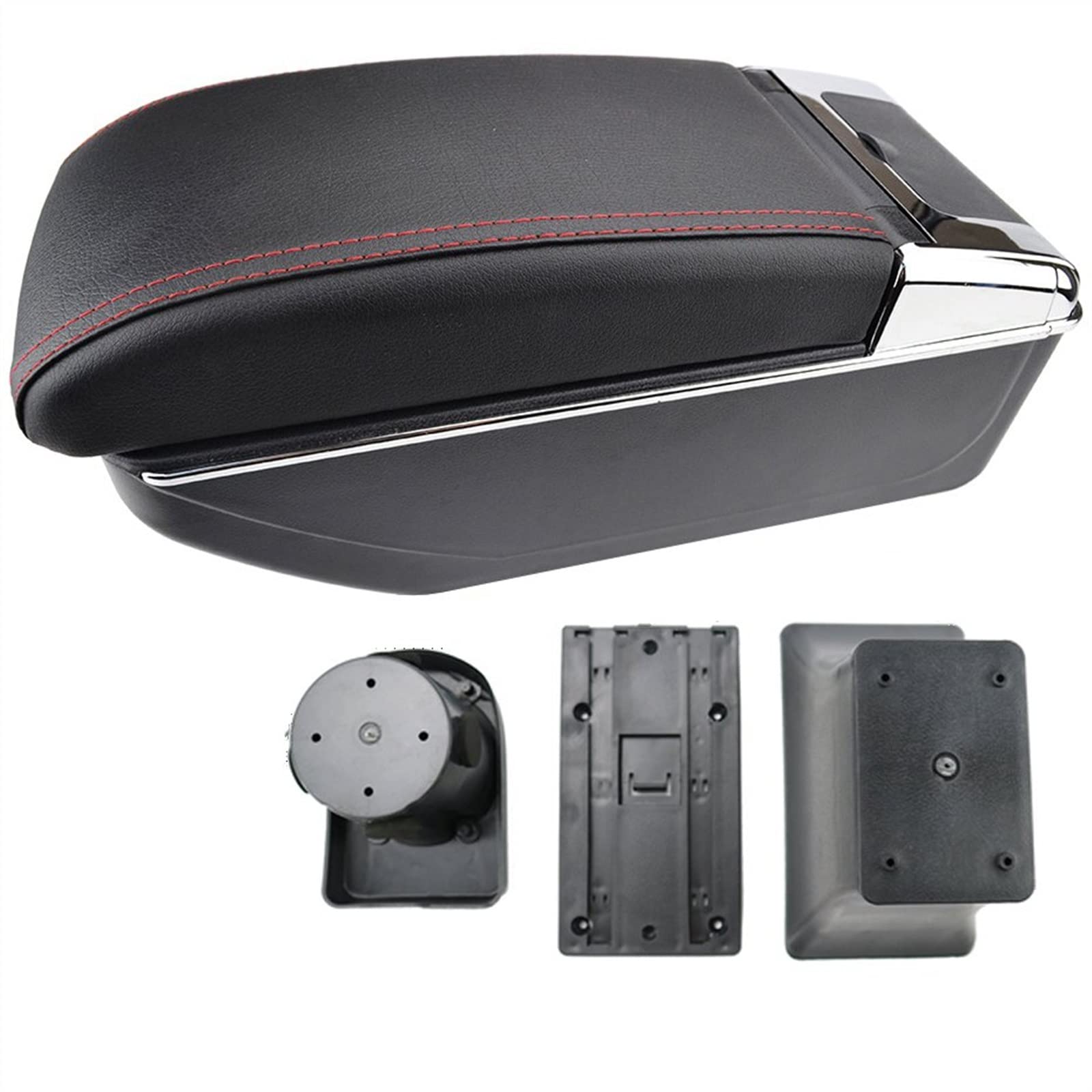 WUYDKEL Auto Armlehnenbox Kompatibel Mit Dacia Für Logan 2013 2014 2015 2016 2017, Autositz-Armlehnenbox, Mittelkonsole, Armlehnenbox, Stützteile, Nachrüstteile(Black red) von WUYDKEL