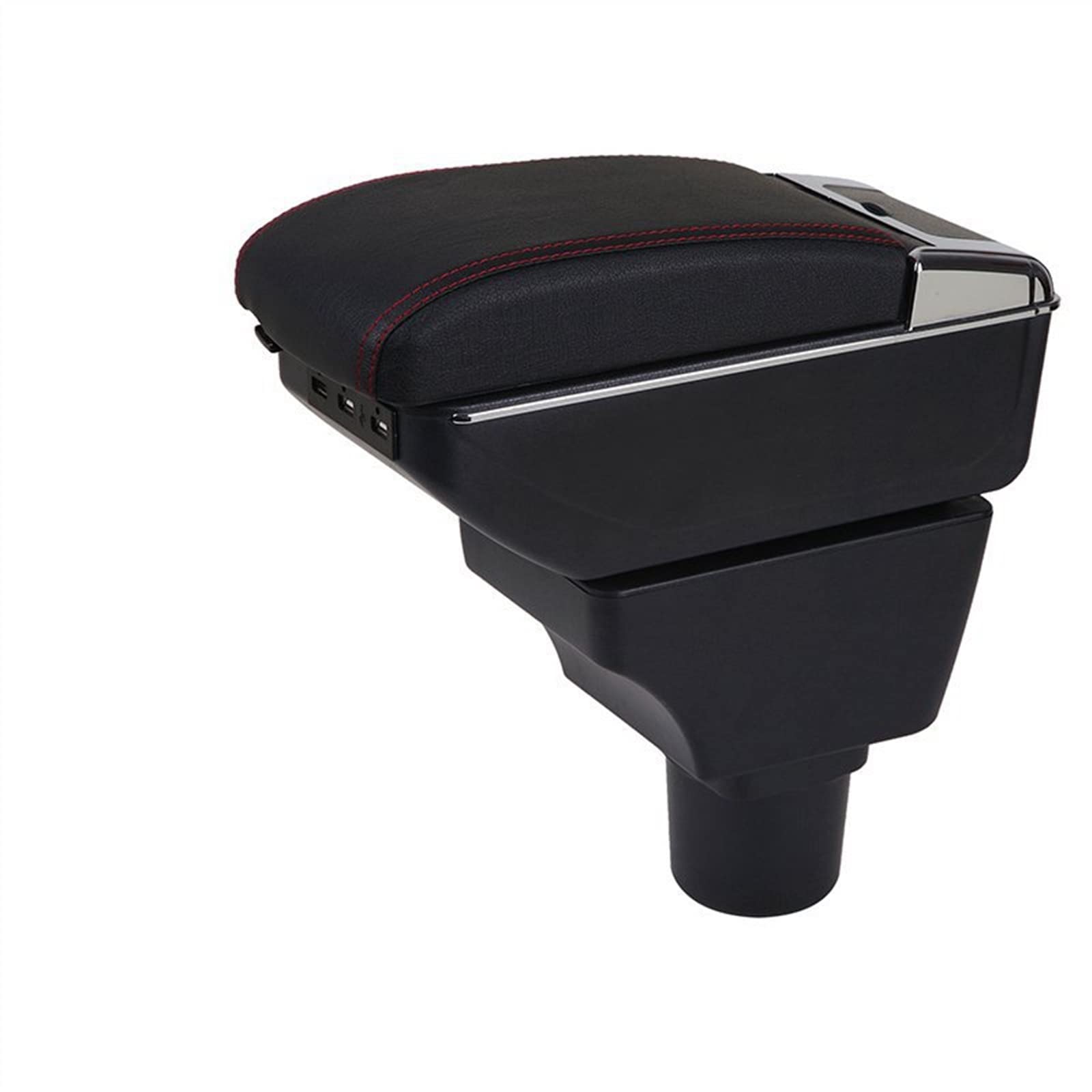 WUYDKEL Auto Armlehnenbox Kompatibel Mit Ford Für Endeavor Für Aspire Für Figo 2015 2016 2017 2018 2019 2020 2021 Auto Großer Raumbecherhalter USB-Armlehnenbox(Black red) von WUYDKEL