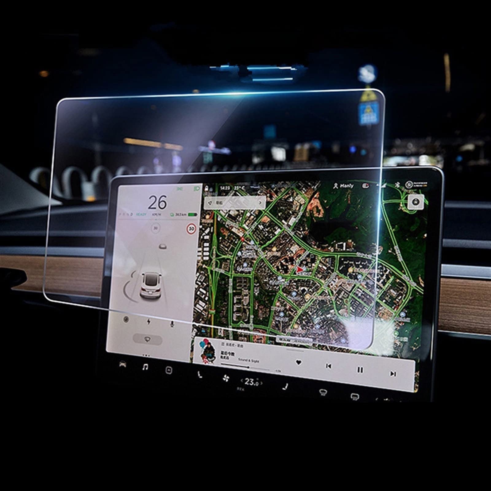 WUYDKEL Auto Innenraum 9H Displayschutzfolie Aus Gehärtetem Glas, Kompatibel Mit Tesla Für Model 3 2021 2022 2023 Center Control Navigation Film(HD) von WUYDKEL