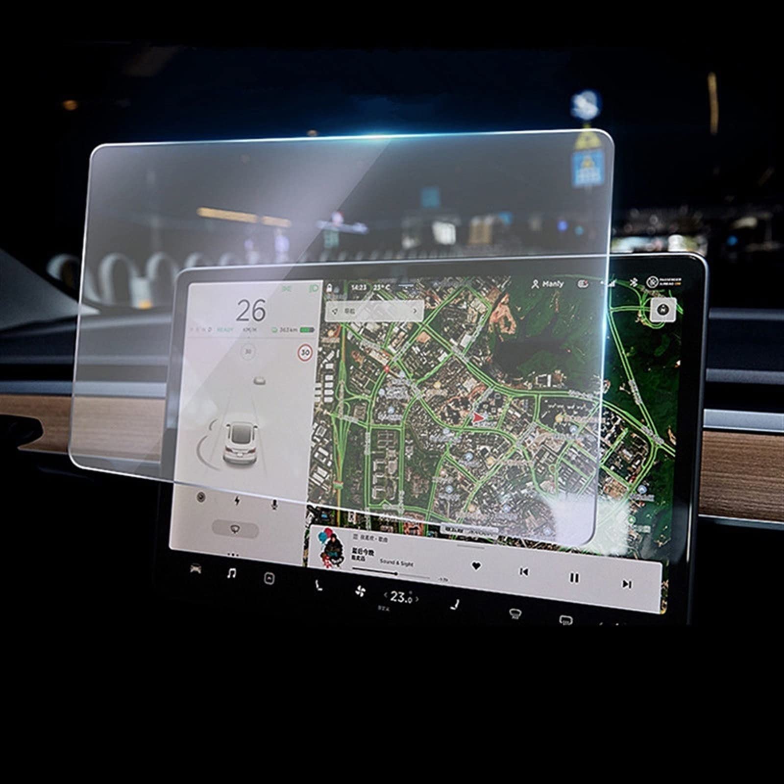 WUYDKEL Auto Innenraum 9H Displayschutzfolie Aus Gehärtetem Glas, Kompatibel Mit Tesla Für Model 3 2021 2022 2023 Center Control Navigation Film(Matte) von WUYDKEL