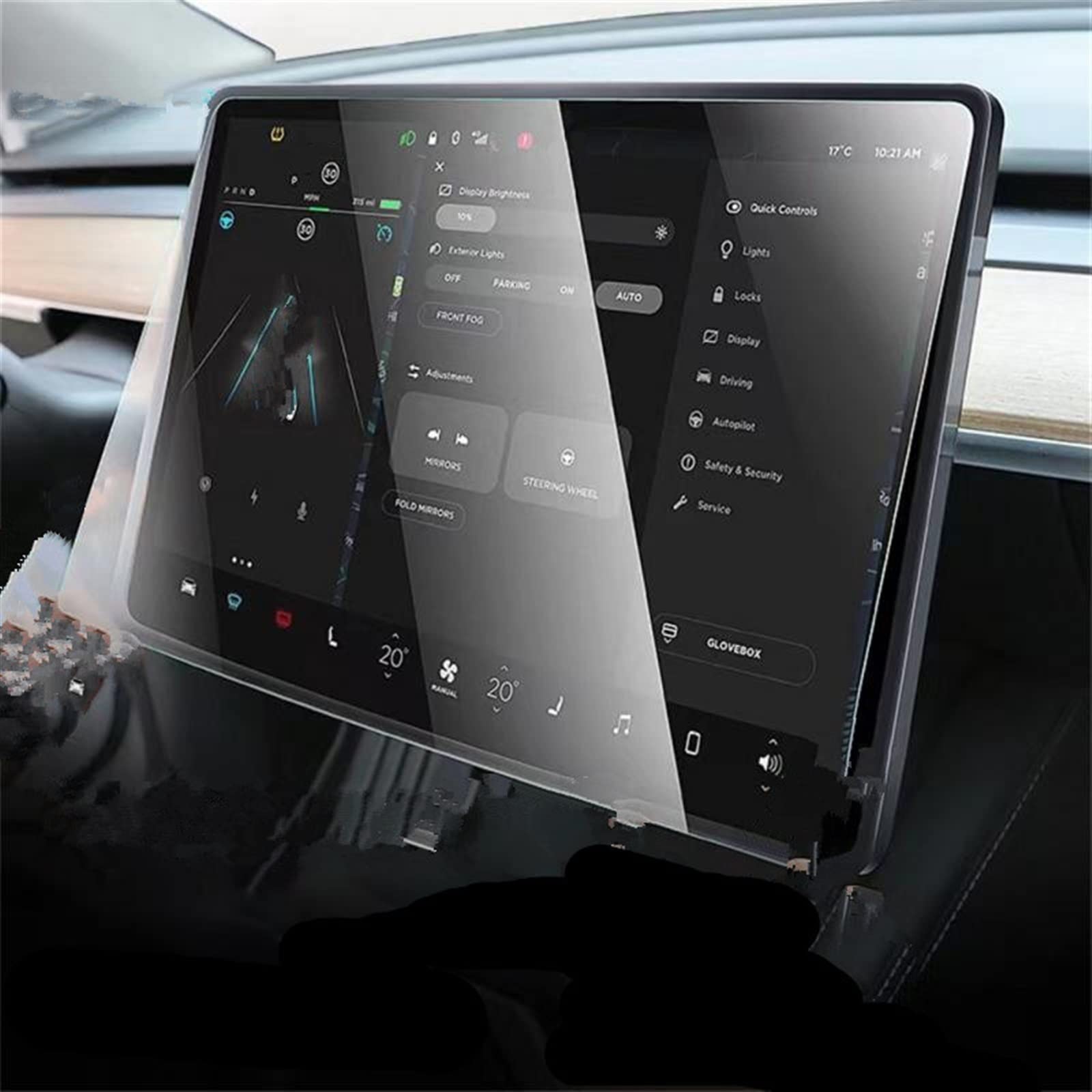 WUYDKEL Auto Innenraum Displayschutzfolie Aus Mattem Gehärtetem Glas HD-Folie Protection Center Control Antifouling-Folie Kompatibel Mit Tesla for Model 3 2021 2022(Blu ray) von WUYDKEL