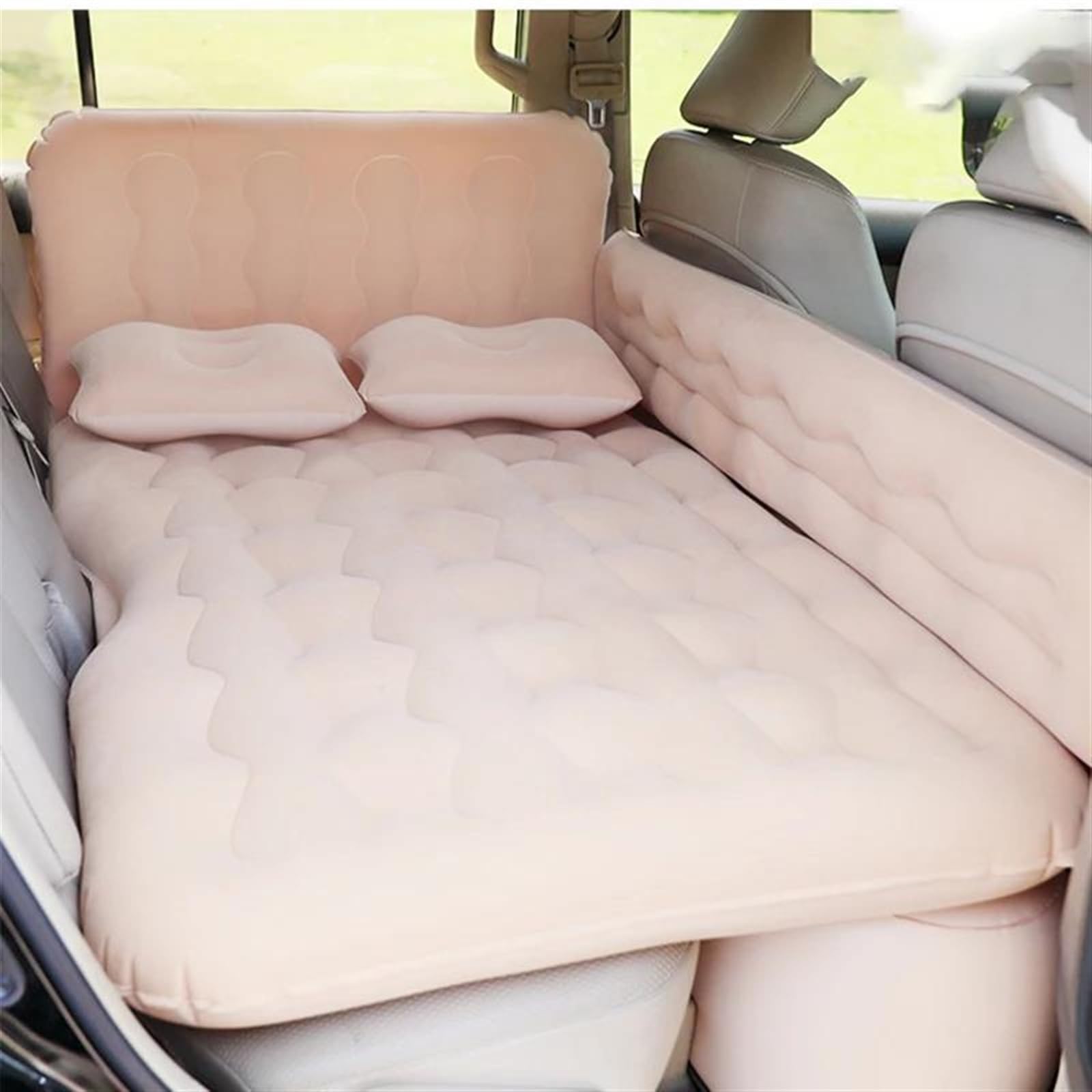 WUYDKEL Auto Matratze Auto Aufblasbares Bett Hinten Aufblasbare Matratze Tragbare Isomatte Auto Mittel Reisebett Luftkissen Bett Auto Luftmatratze Auto Zubehör(Beige) von WUYDKEL