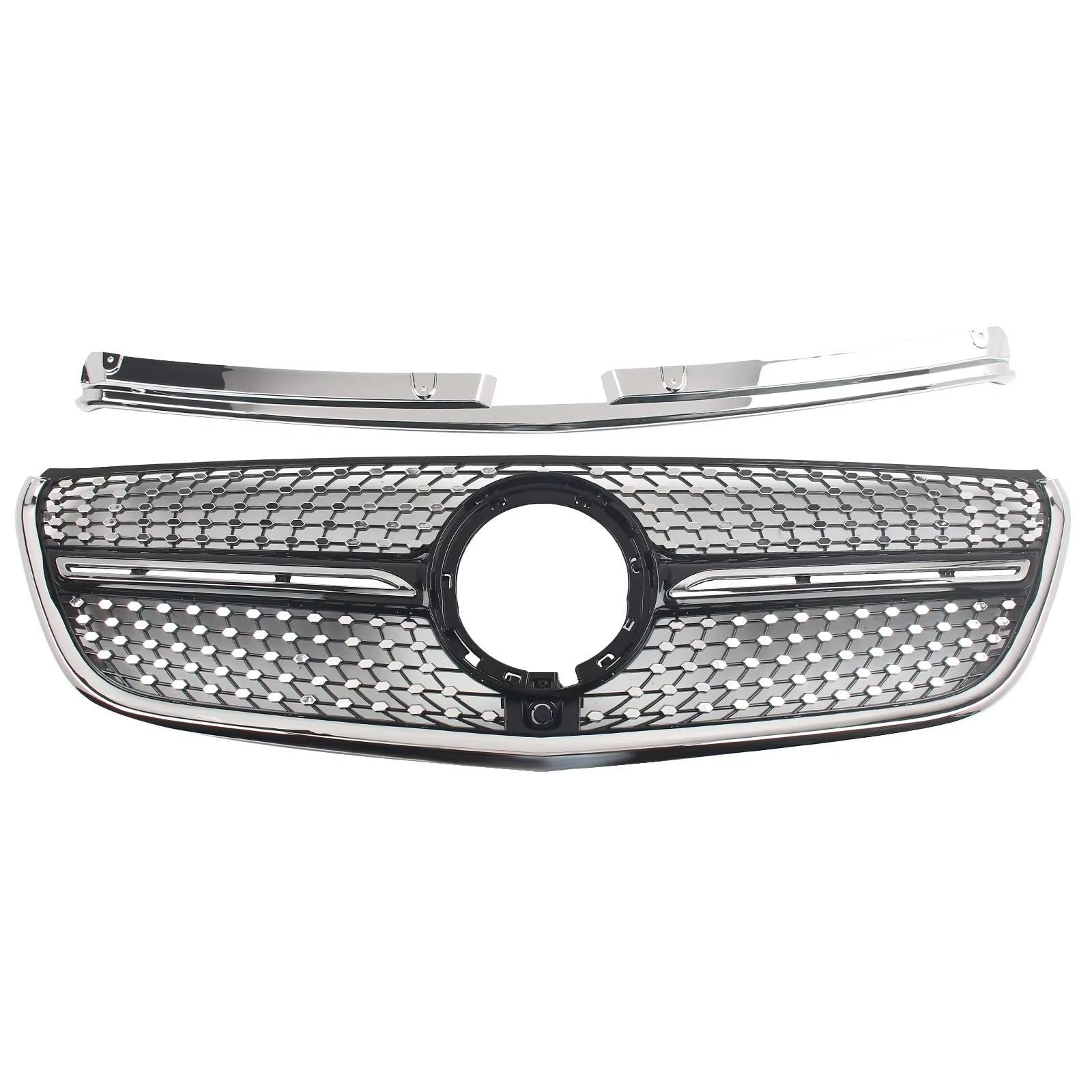 WUYDKEL Kühlergrill Kompatibel Mit Benz Für W447 Für Vito 2016 2017 2018 2019 2020, Auto-Frontstoßstange, Oberer Kühlergrill, Diamant-Stil, Kühlergrill-Body-Kit Mit Kameraloch von WUYDKEL