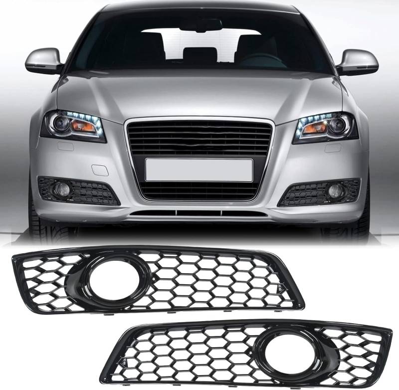 Front Stoßstange Kühlergrill für Audi A3 8P 2009 2010 2011, Auto Frontgrill Vorderen Stoßfänger Grill Lufteinlass Kühlerschutz Kühlergrill von WUYJUN