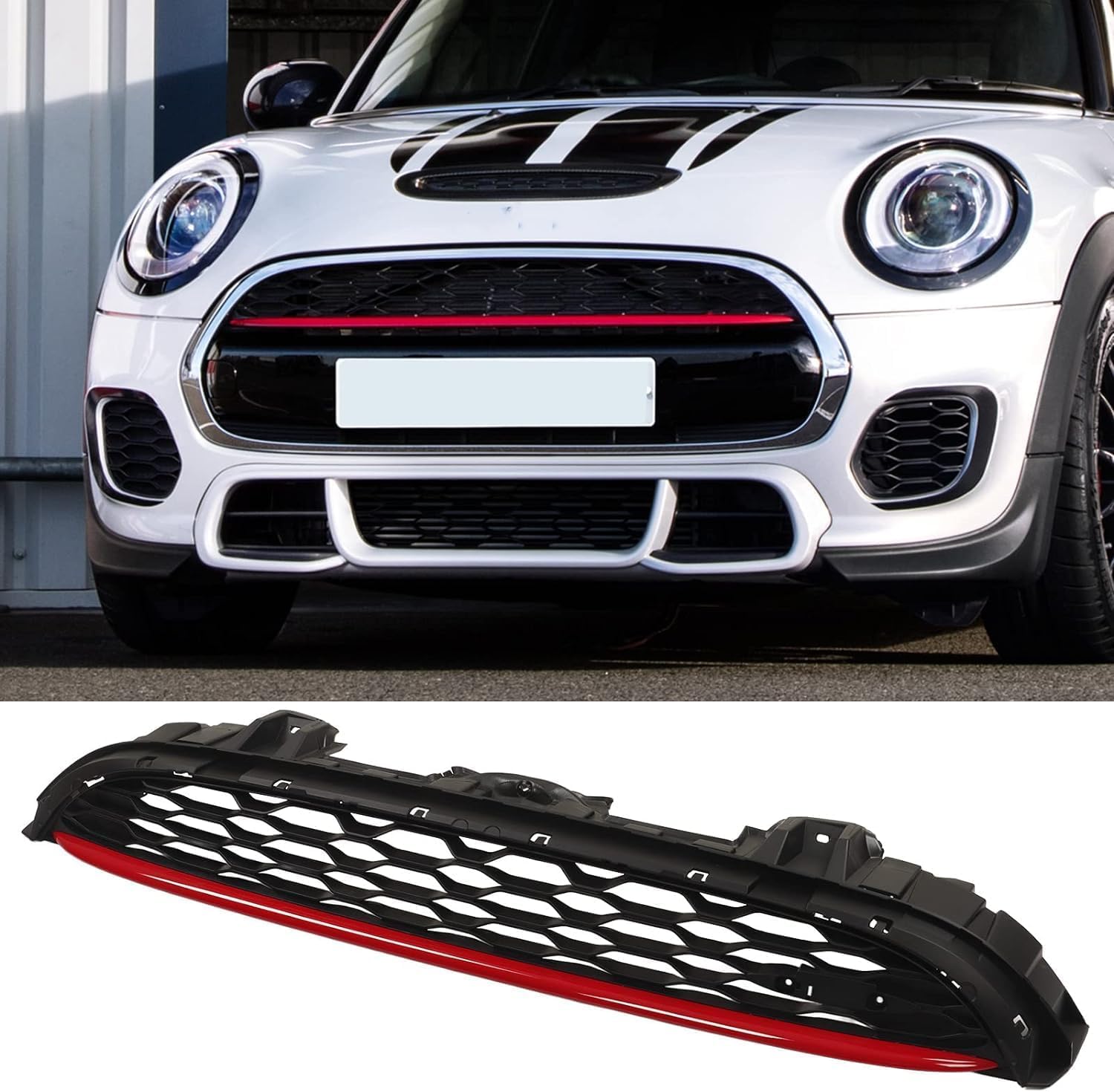 Front Stoßstange Kühlergrill für Cooper F55 F56 F57 S JCW 2014-2021, Auto Frontgrill Vorderen Stoßfänger Grill Lufteinlass Kühlerschutz Kühlergrill von WUYJUN