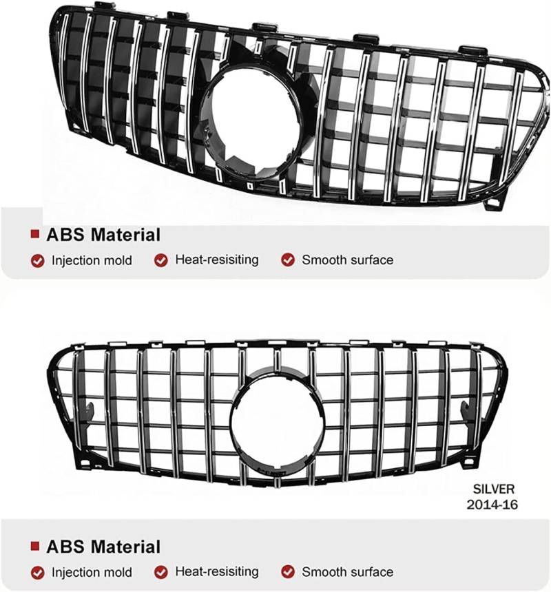 Front Stoßstange Kühlergrill für Mercedes GLA GT GTR GLA180 GLA200 GLA250 GLA45 GLA Class X156 2014-2018, Auto Frontgrill Vorderen Stoßfänger Grill Lufteinlass Kühlerschutz Kühlergrill von WUYJUN