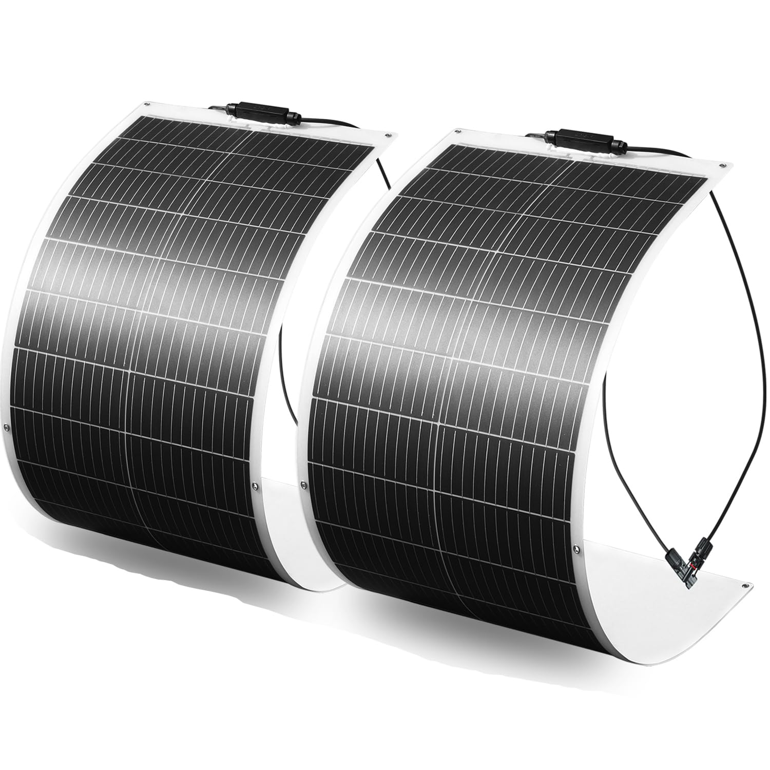 200W Solarpanel Flexibel Monokristallines 2x100W Flexibles Solarmodul für 12V Batterien Wohnwagen Wohnmobil Boot Yacht Marine Photovoltaikanlagen Solaranlage für Flachdach Ziegeldach Balkon Haus von WUZECK