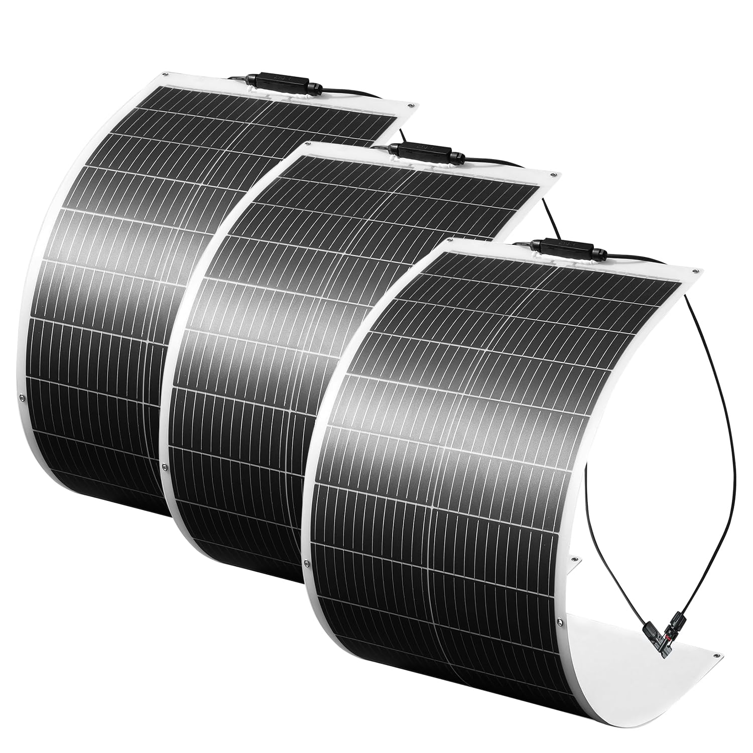 300W Solarpanel Flexibel 12V Monokristallines 3X100W Flexibles Solarmodul für 12V Batterien Wohnwagen Wohnmobil Boot Yacht Marine Photovoltaik Panel Solaranlage für Flachdach Ziegeldach Balkon Haus von WUZECK