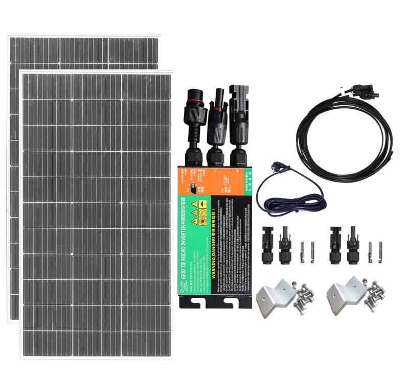 300w Balkonkraftwerk komplettset Steckdose Plug & Play, 210W(2X105watt) 18V Solarpanel mit 230V 300W Wechselrichter, Solaranlage Wohnmobil, Photovoltaik Balkon, Solarmodul 210W Komplett von WUZECK