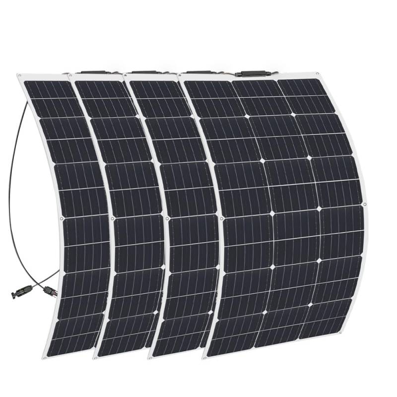 400w 12v Solarpanel Kit 4 Stück Flexible 100 Watt Solarmodule Monokristallines Photovoltaikmodul für Wohnmobil,Wohnwagen,Haushalt (400 Watt) von WUZECK