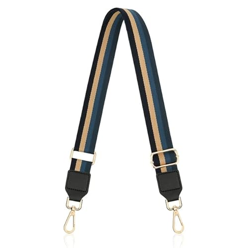 Taschengurt, Verstellbarer Taschengurt, Taschenteil, Zubehör for Handtaschen, Ledergürtel, breiter Regenbogen-Schultergurt, Ersatz-Geldbörsengurt for Tasche(Bd088,Black Hook) von WWBPOIUY