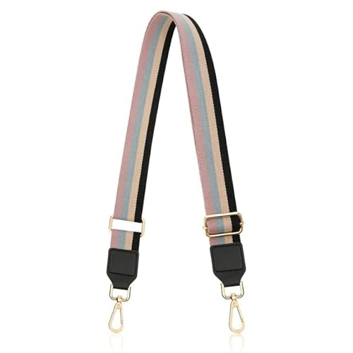 Taschengurt, Verstellbarer Taschengurt, Taschenteil, Zubehör for Handtaschen, Ledergürtel, breiter Regenbogen-Schultergurt, Ersatz-Geldbörsengurt for Tasche(Bd091,Light Gold Hook) von WWBPOIUY