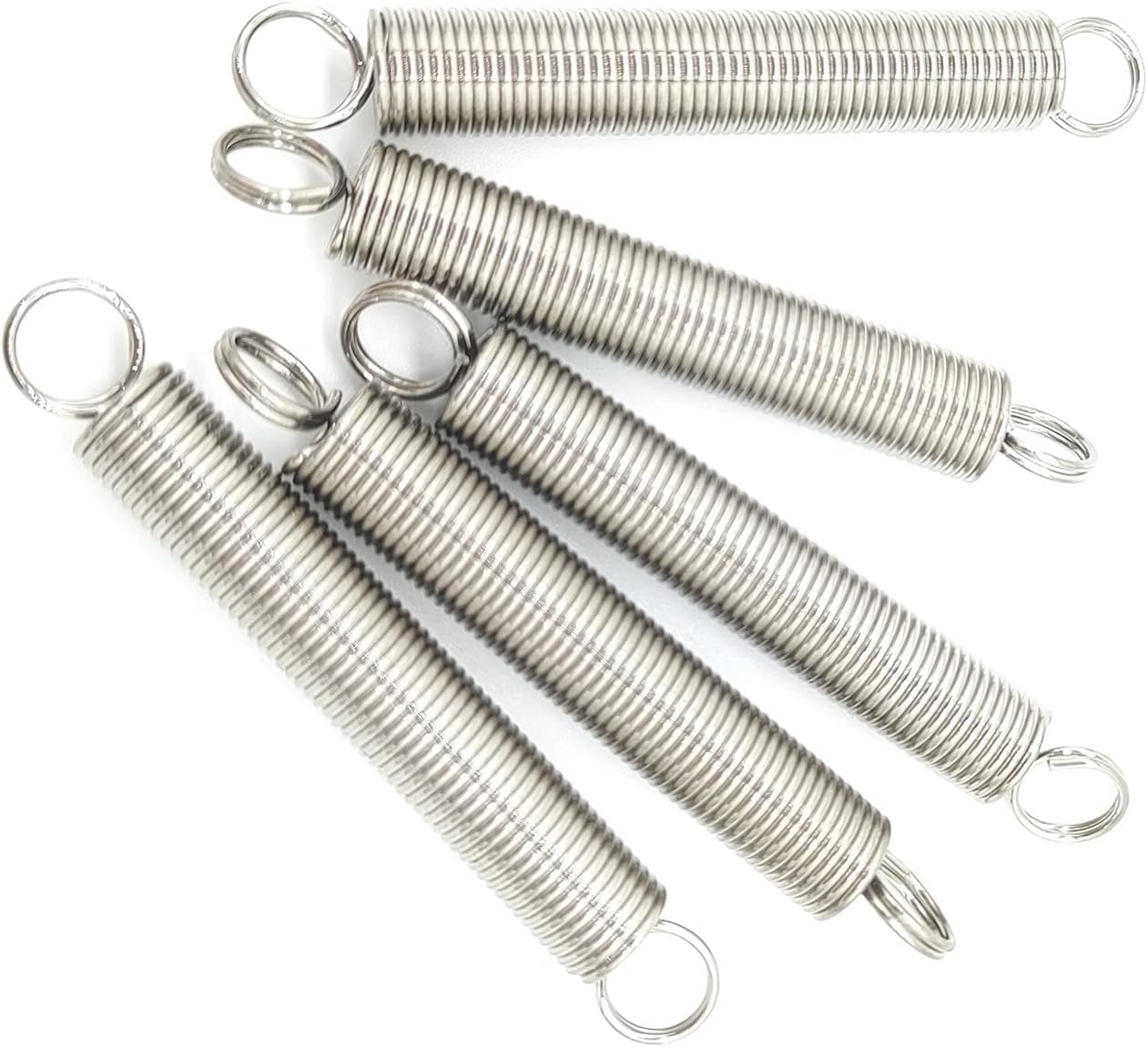 Zugfedern, doppelt öffnendes Federscharnier, Spannungsrückzug 5 Stück, Drahtdurchmesser 0,8 mm, Außendurchmesser 6 mm, 304 Edelstahl-Spannungsfederhaken-Spannungsrückzug(110mm) von WWBPOIUY