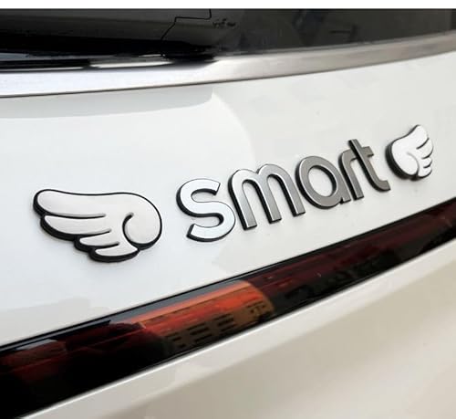 Auto Emblem für Smart EQ fortwo A453 2020-2024,ABS Kunststoff Kofferraum Heckklappen Logo Aufkleber Auto Etikett Auto Frontkennzeichen Logo Sticker Badge Aufkleber Auto Zubehör,White von WXGBH