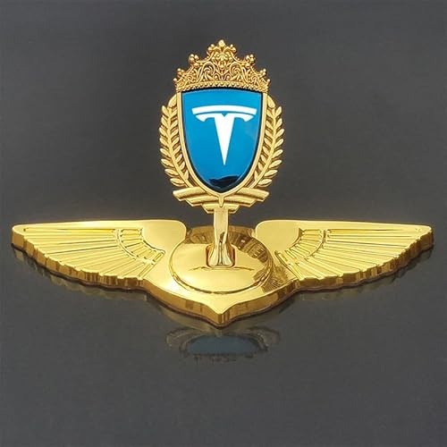 Auto Emblem für Tesla Model S Facelift 2012,ABS Kunststoff Kofferraum Heckklappen Logo Aufkleber Auto Etikett Auto Frontkennzeichen Logo Sticker Badge Aufkleber Auto Zubehör,Gold-1 von WXGBH