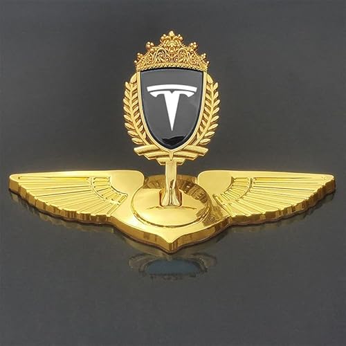 Auto Emblem für Tesla Model S Facelift 2012,ABS Kunststoff Kofferraum Heckklappen Logo Aufkleber Auto Etikett Auto Frontkennzeichen Logo Sticker Badge Aufkleber Auto Zubehör,Gold-2 von WXGBH