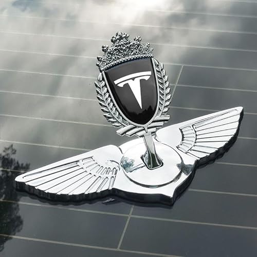 Auto Emblem für Tesla Model S Facelift 2012,ABS Kunststoff Kofferraum Heckklappen Logo Aufkleber Auto Etikett Auto Frontkennzeichen Logo Sticker Badge Aufkleber Auto Zubehör,Silver-2 von WXGBH