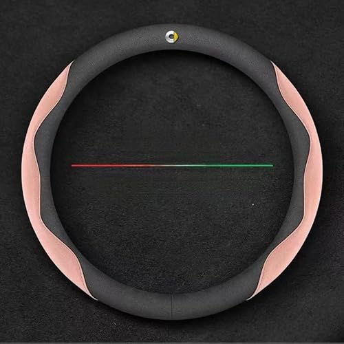 Auto Lenkradbezug für Smart Fortwo A453 2014-2019,Leder Sport Lenkradbezug Atmungsaktive Auto Lenkradhüllen Anti-Rutsch Lenkradhülle Lenkradschoner mit Auto Emblem Logo Autozubehör,Pink von WXGBH