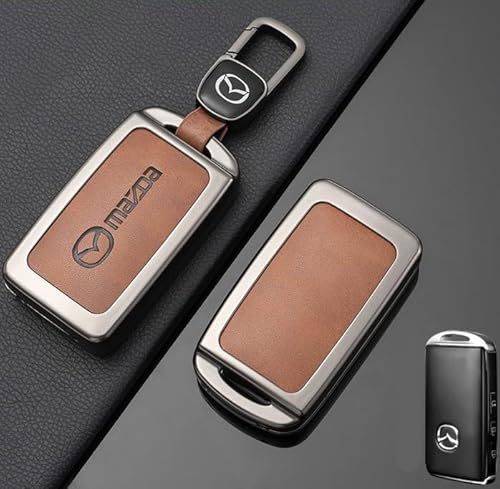 Auto Schlüssel Hülle für MX-5 ND 2015-2018,Zinklegierung Anti Scratch Autoschlüssel Tasche Keine Signalblockierung Schlüssel Schutz Etui Anti-Drop Auto Zubehör,Brown-C Type von WXGBH