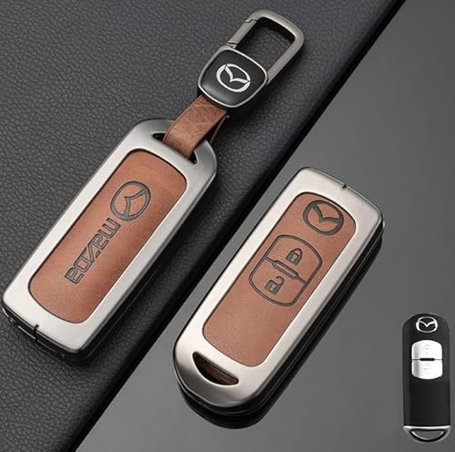 Auto Schlüssel Hülle für MX-5 RF 2015-2024,Zinklegierung Anti Scratch Autoschlüssel Tasche Keine Signalblockierung Schlüssel Schutz Etui Anti-Drop Auto Zubehör,Brown-A Type von WXGBH