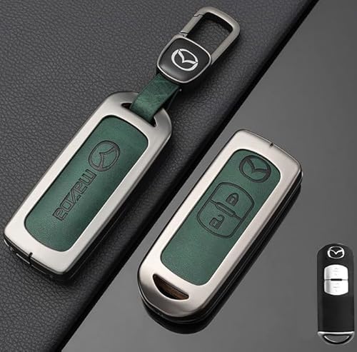 Auto Schlüssel Hülle für Mazda CX-9 2007-2013,Zinklegierung Anti Scratch Autoschlüssel Tasche Keine Signalblockierung Schlüssel Schutz Etui Anti-Drop Auto Zubehör,Green-A Type von WXGBH