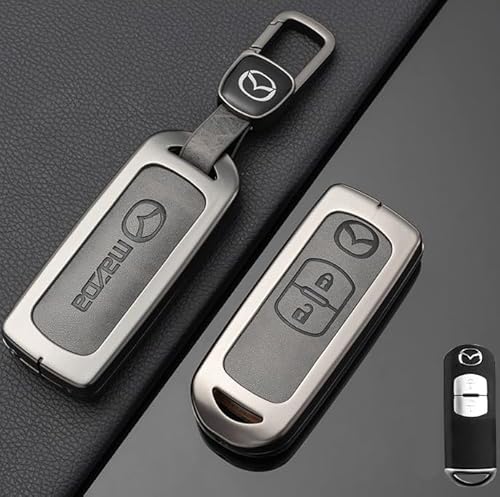 Auto Schlüssel Hülle für Mazda CX-9 2013-2016,Zinklegierung Anti Scratch Autoschlüssel Tasche Keine Signalblockierung Schlüssel Schutz Etui Anti-Drop Auto Zubehör,Grey-A Type von WXGBH