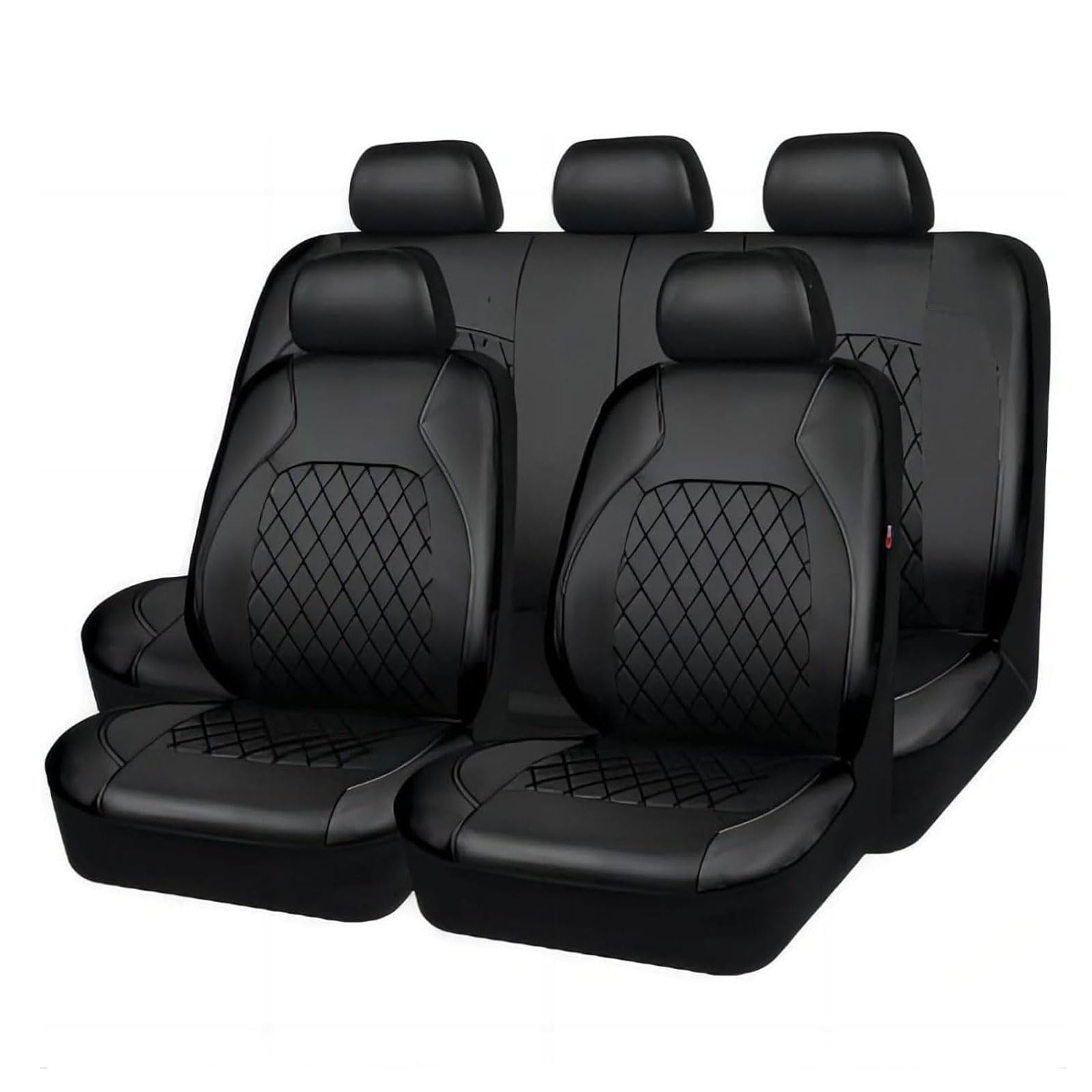 WXJFFF Sitzbezüge Auto für BMW Series 1 (4door) F20 2012-2018 2019 2020 2021 2022 2023 2024, 9 Stück Leder Sitzbezug Auto Set Vorne und Hinten Autositz Sitzschoner Innenraum Zubehör,Black von WXJFFF