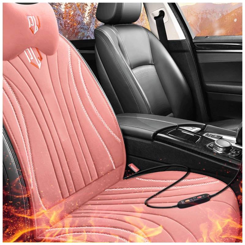 WXJHNYBS 12v-24v Sitzheizung Auto Auflage, Intelligente Steuerung für Schnelles Aufheizen Autositzschoner Vordersitz Professionell Warm Universal Sitzbezug Auto Damen Geschenk,Rosa-1Packung von WXJHNYBS