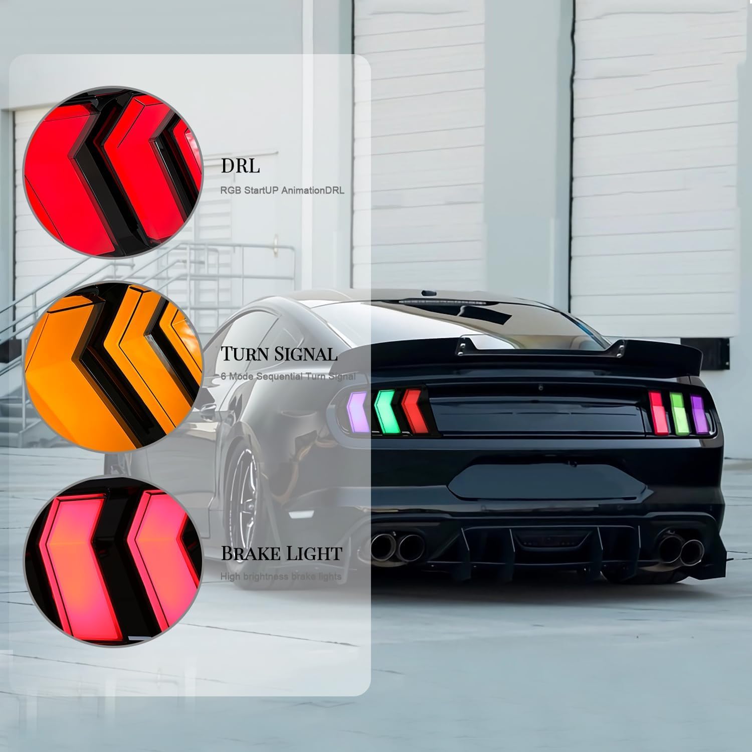 Autorücklichter für Ford Mustang 2015-2021, weist eine lange Lebensdauer auf,RGB model A Pair von WXJYBF66