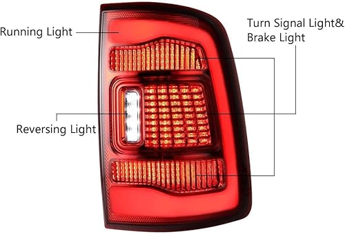 WXJYBF66 Autorücklichter für Dodge Ram 2008-2016, weist eine lange Lebensdauer auf,Red A Pair von WXJYBF66