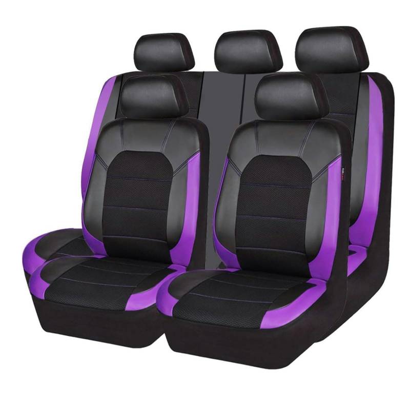 WXLJBNHJ 9 StüCk Leder AutositzbezüGe für VW Golf 8 Variant/Golf Variant R Wagon 2000-2023 2024, rutschfest Wasserdicht Atmungsaktiv Schonbezug Set SitzbezüGe Auto ZubehöR,Purple von WXLJBNHJ