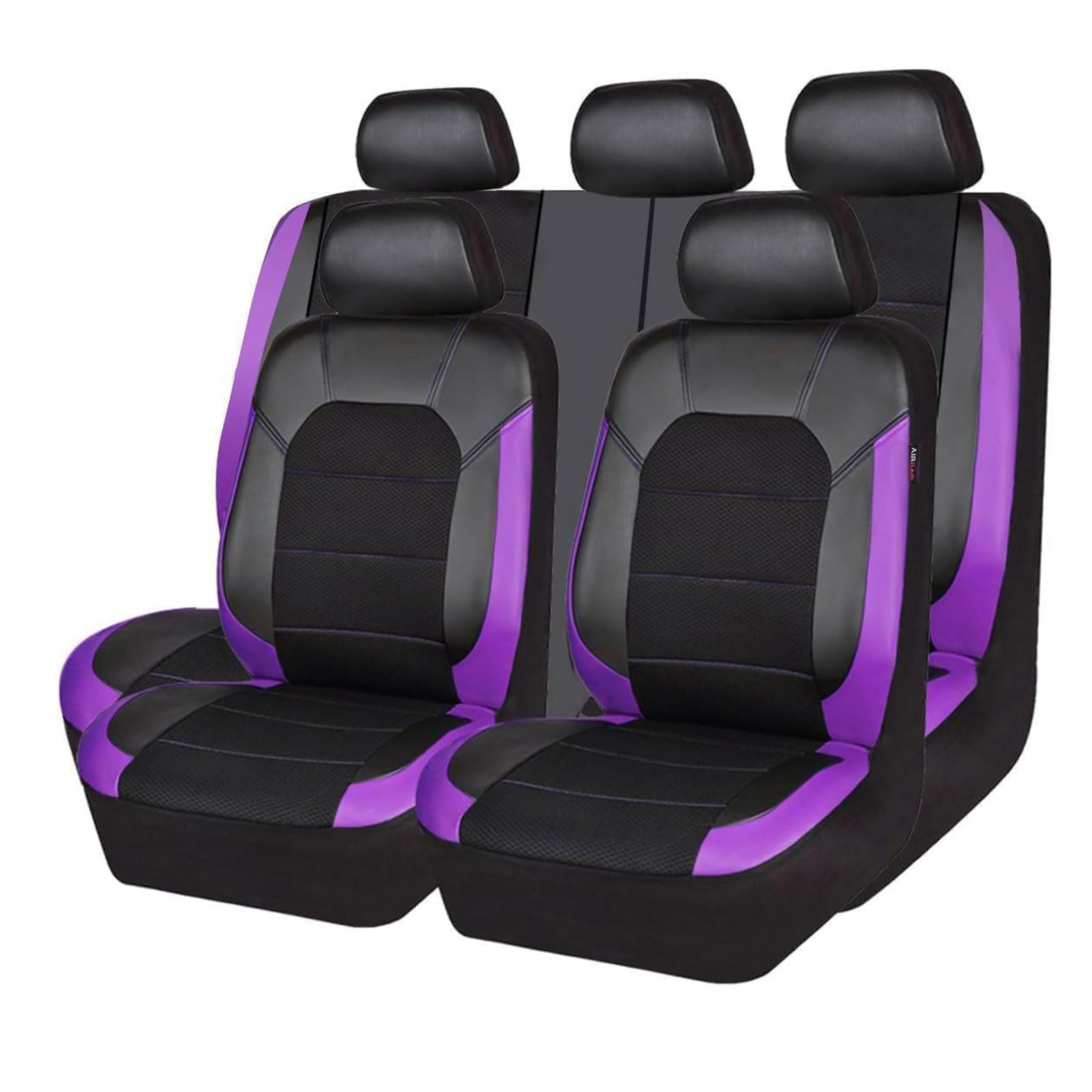 WXLJBNHJ 9 StüCk Leder AutositzbezüGe für VW Polo IV (9N) 2006 2007 2008 2009, rutschfest Wasserdicht Atmungsaktiv Schonbezug Set SitzbezüGe Auto ZubehöR,Purple von WXLJBNHJ