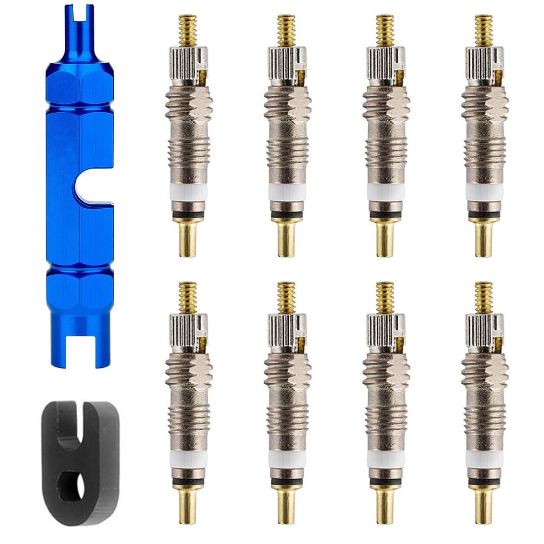 WXNPA 10 Stücke Fahrradventil Adapter, Französisches Ventil Sclaverandventil Ersatz Presta Ventileinsatz Ventilkappen,Ventil Entferner Werkzeug,für MTB Rennrad Fahrrad von WXNPA