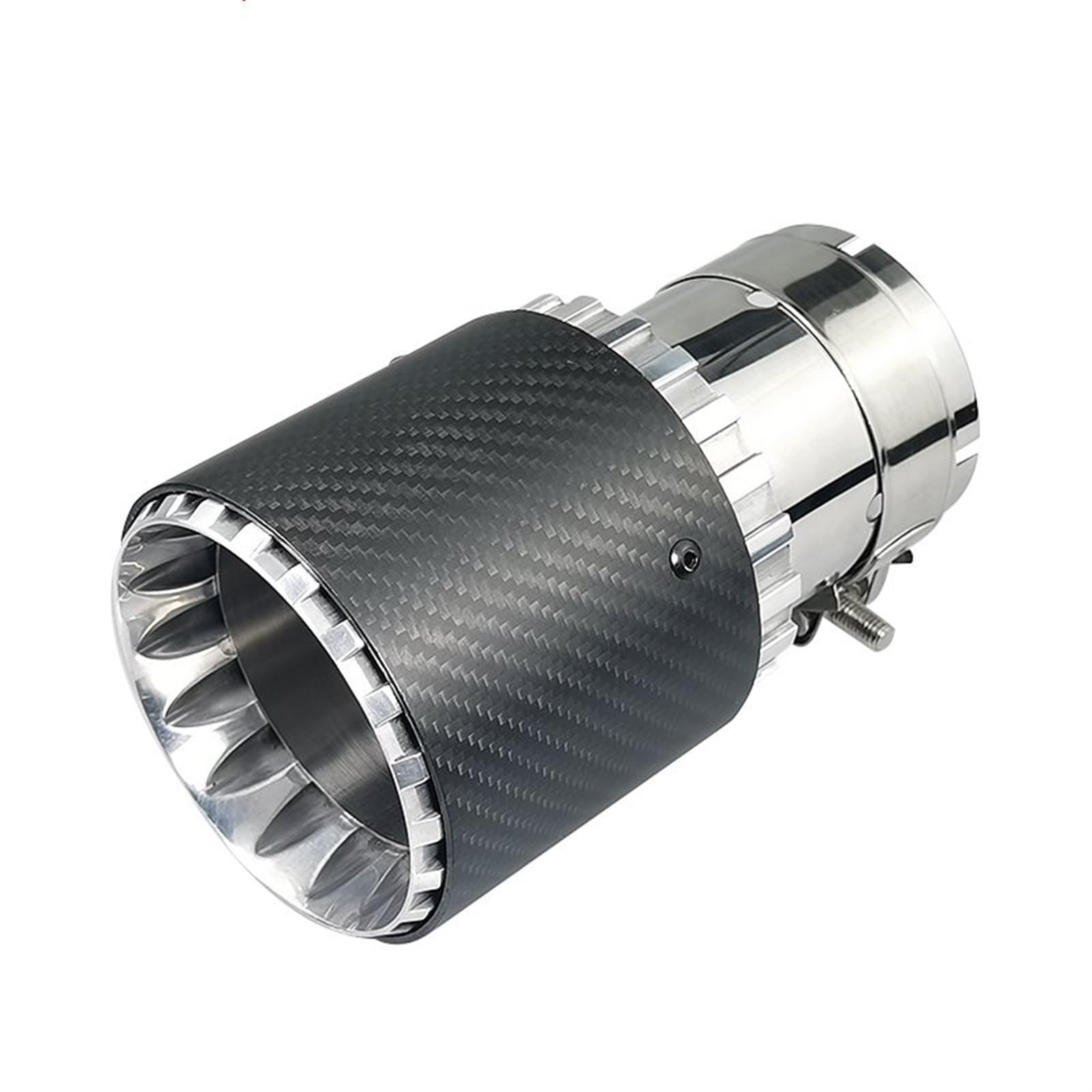 WXSSH Auto-Auspuff 1 stück Modifizierte Carbon-Faser-Endrohr-Autoauspuff für Düse Modifizierte Endrohr-Mund-Kugel Silber Auto-Endrohr für VW für Golf(Inlet60mm out101mm) von WXSSH