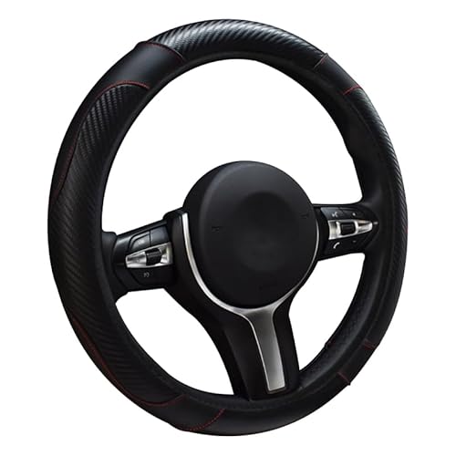 Auto Universelle Elastische Carbonfaser-Lenkradabdeckung 4 Jahreszeiten rutschfest Langlebig, für BMW X4 20i 20d 30i 30d M40i M40d X4M,F Black 38CM von WYGCPZDJ