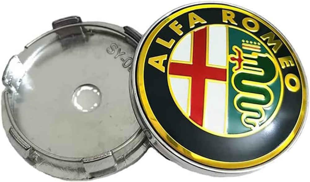 Auto Nabendeckel 60mm für Alfa Romeo Mito 147 156 159 Giulietta Stelvio 60 mm, Nabenkappen Radnabenkappen Radnabenabdeckung Ersatz Radnabendeckel Felgendeckel Zubehör von WYHHL