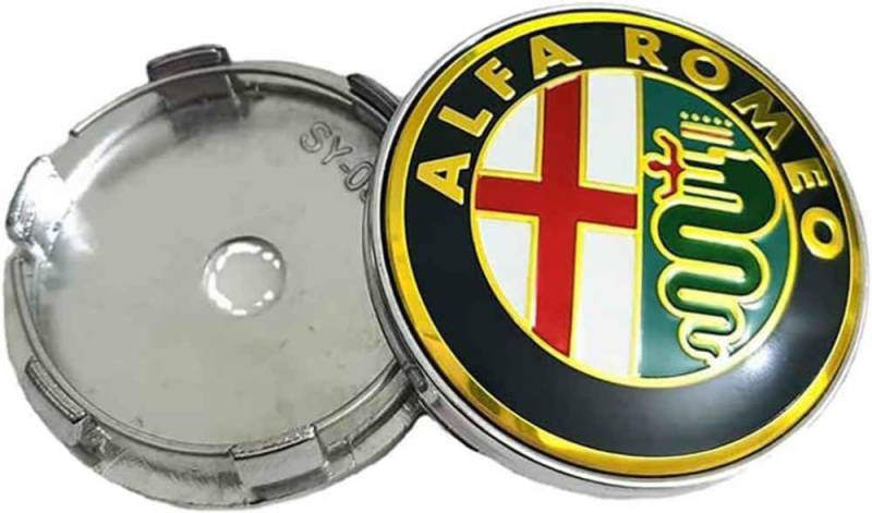 Auto Nabendeckel 60mm für Alfa Romeo Mito 147 156 159 Giulietta Stelvio 60 mm, Nabenkappen Radnabenkappen Radnabenabdeckung Ersatz Radnabendeckel Felgendeckel Zubehör von WYHHL