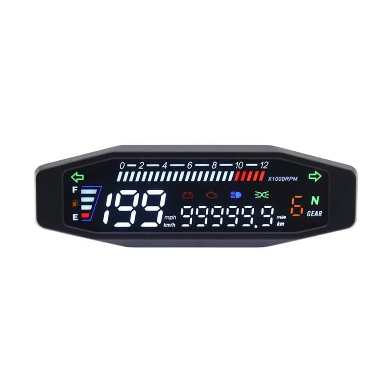 WYHJIUY 12000 RPM Motorrad-Tachometer Verbesserter Digitaler Armaturenbrett-Motorrad-Tachometer Mit Blinkerleuchte Speed Gear Display von WYHJIUY