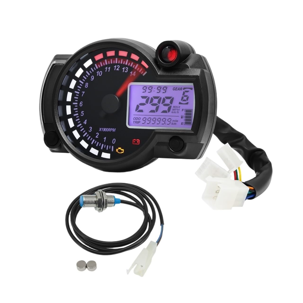 WYHJIUY 12V Moto Dashboard Tacho Digital 7 Farben Kilometerzähler Motorrad Tacho Guage Lampe Tachometer Meter Speed Gear Display von WYHJIUY