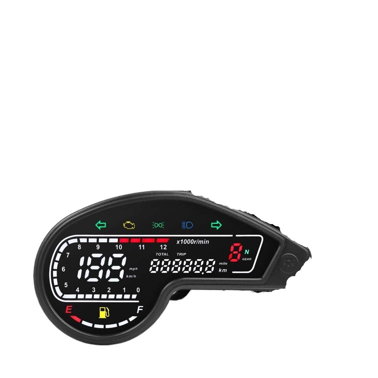 WYHJIUY 12V Universal Motorrad Digitaler Drehzahlmesser Außenborder 12000rpm Tacho Dashboard Mit Licht Speed Gear Display von WYHJIUY