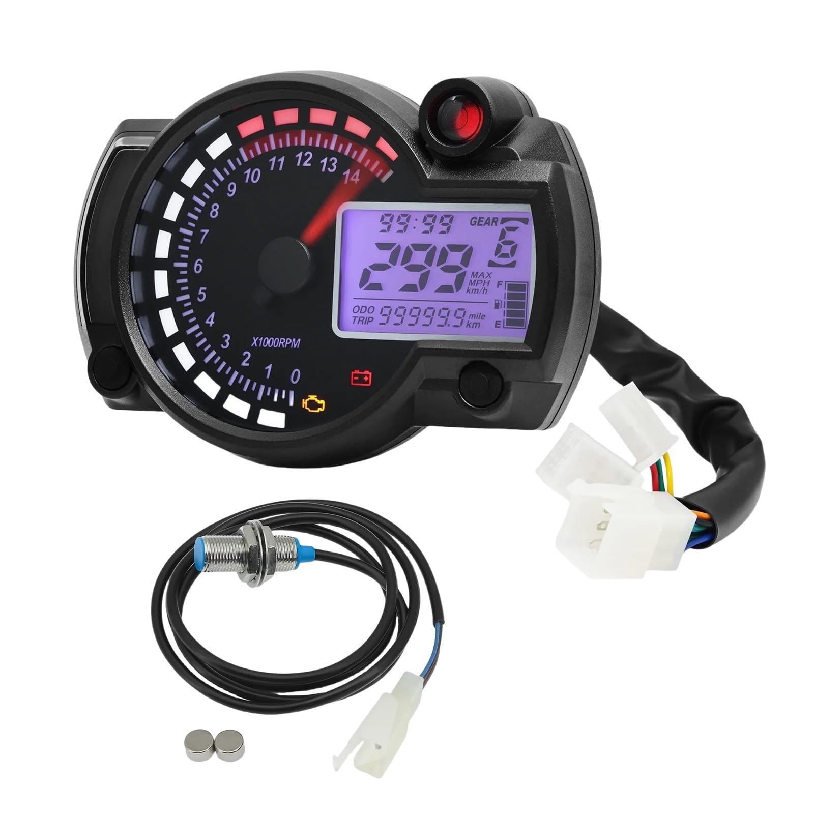 WYHJIUY 12v Motorrad Universal Tacho 7 Farben Digital Kilometerzähler Gauge Moto Dashboard Meter Für S&UZUKI Y&amaha K&awasaki Speed Gear Display von WYHJIUY