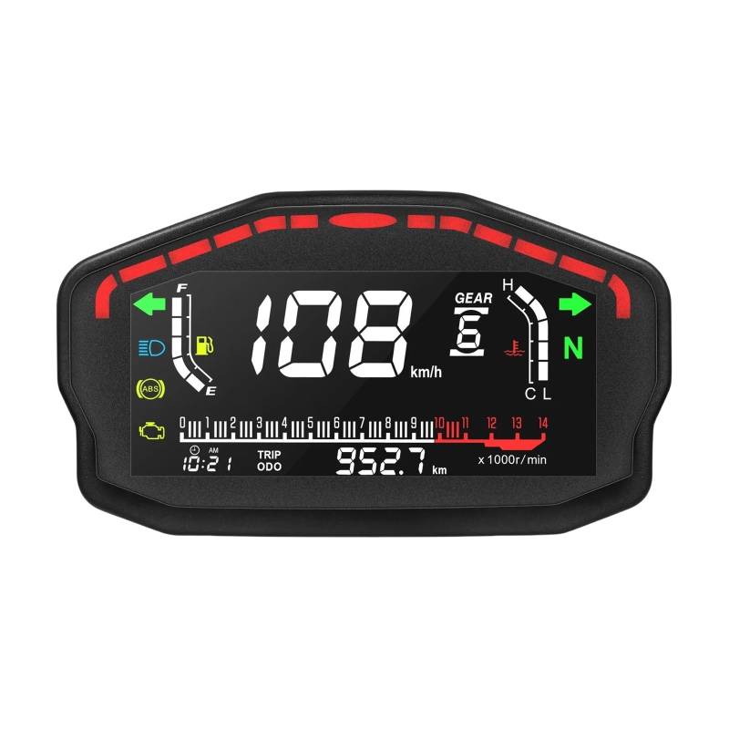 WYHJIUY 2022 Motorrad Universal Tacho Digital Hintergrundbeleuchtung Kilometerzähler Für 2,4 Zylinder Für D&ucati Für Y&amaha Speed Gear Display von WYHJIUY