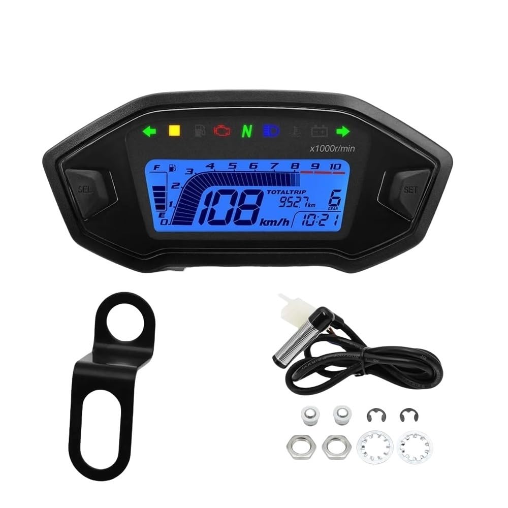 WYHJIUY 2023 Neu 7 Farben Digital Tacho Moto Dashboard 10000RPM Motorrad Display Kilometerzähler Tachometer Für 1,2,4 Zylinder Speed Gear Display von WYHJIUY