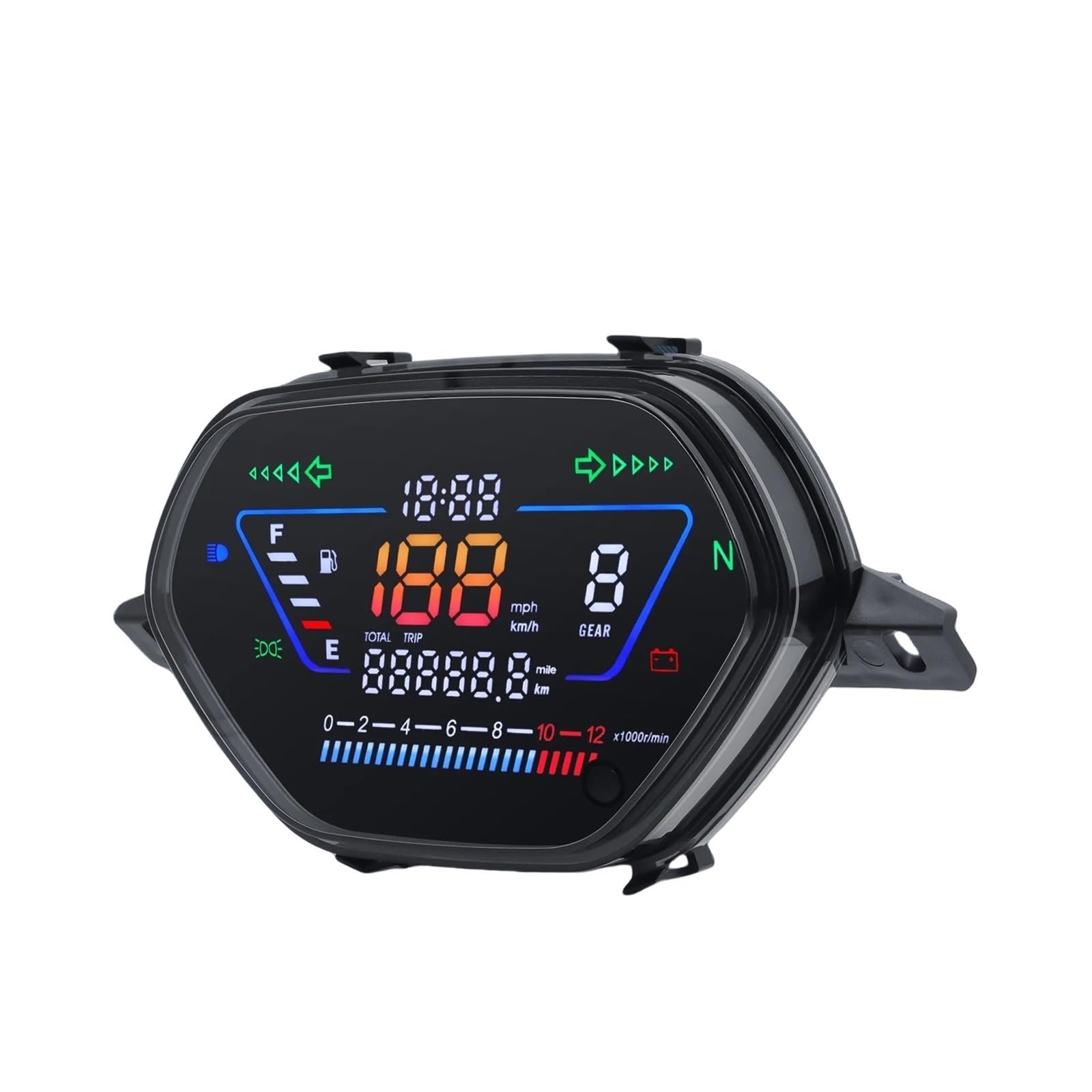 WYHJIUY Digitaler Tachometer Für Motorrad MPH Km/h Geschwindigkeitsmesser Universal-Panel Dash Spannungsmesser Moto Getriebeanzeige Speed Gear Display von WYHJIUY