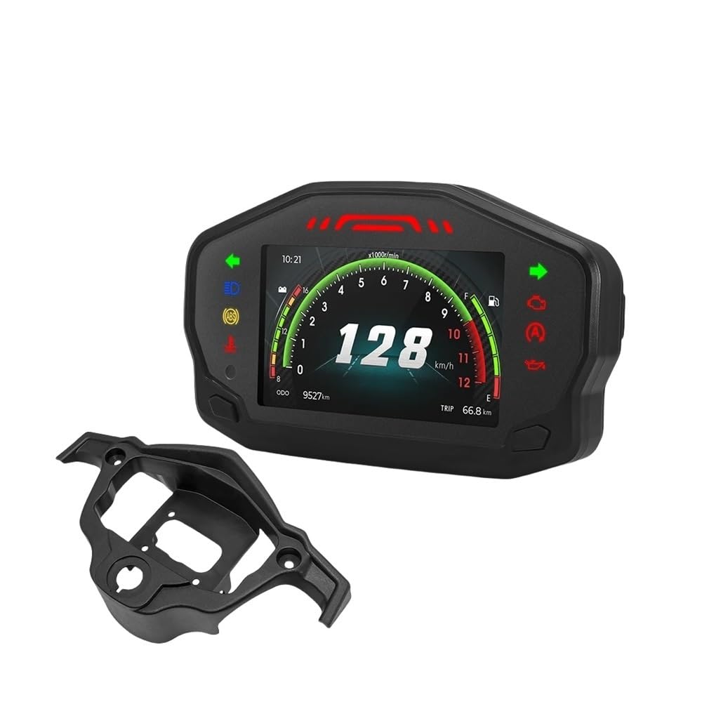 WYHJIUY Für 1,2,4 Zylinder 12V Motorrad Universal RPM Tacho Digital Dash Mit Uhr Öl Gauge Halterung Speed Gear Display von WYHJIUY