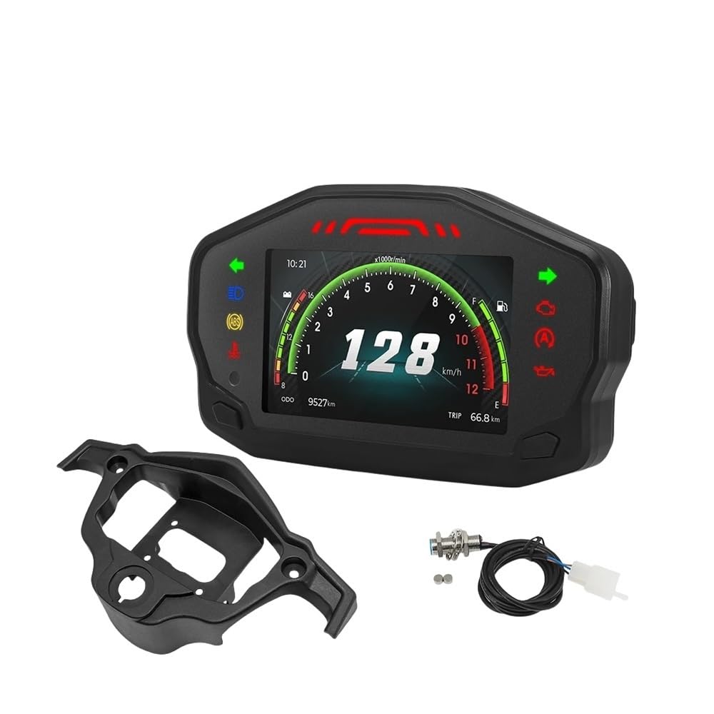 WYHJIUY Für 1,2,4 Zylinder 12V Motorrad Universal RPM Tacho Digital Dash Mit Uhr Öl Gauge Halterung Speed Gear Display von WYHJIUY