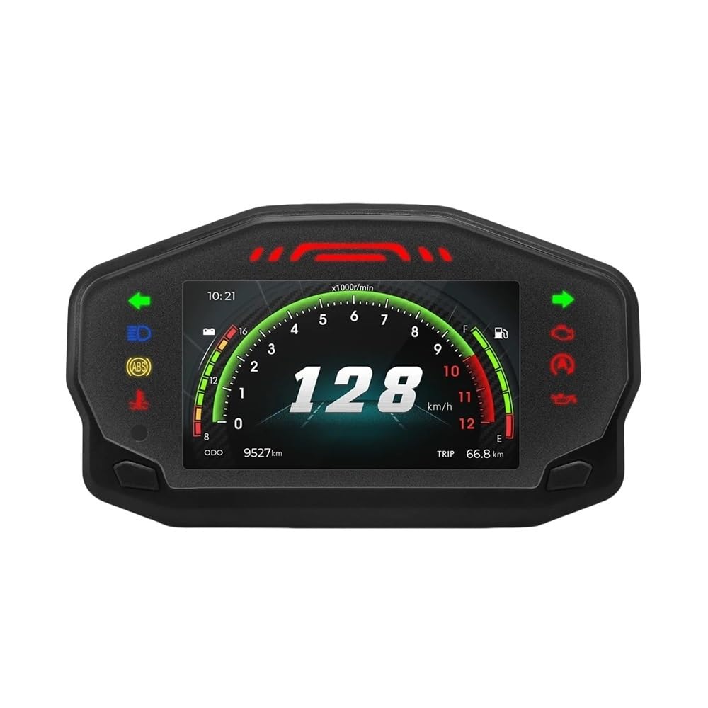 WYHJIUY Für 1,2,4 Zylinder 12V Motorrad Universal RPM Tacho Digital Dash Mit Uhr Öl Gauge Halterung Speed Gear Display von WYHJIUY