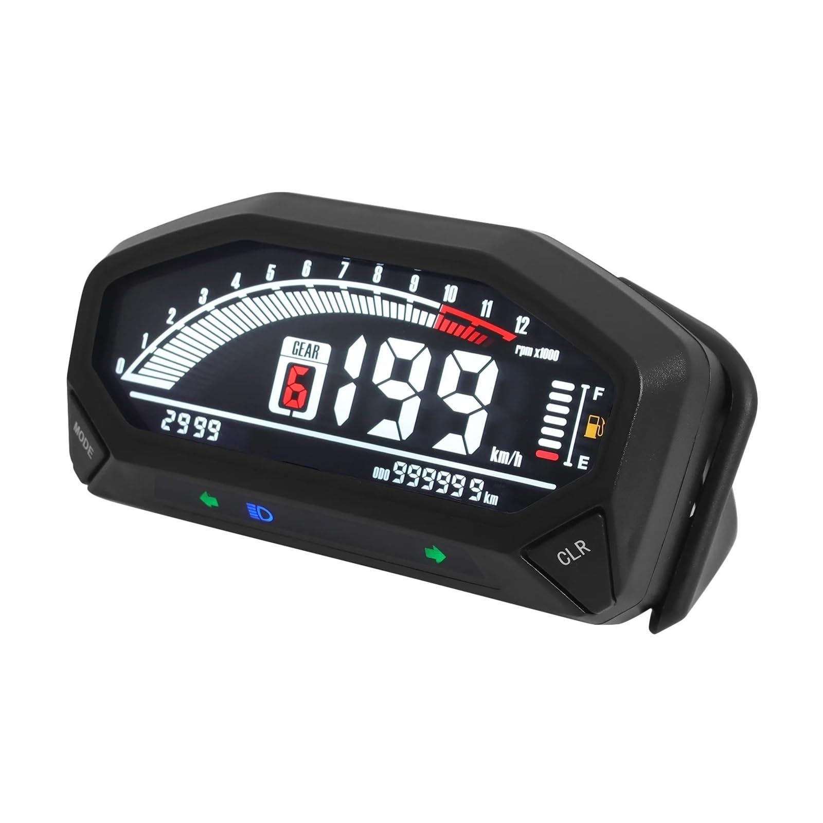 WYHJIUY Für 1 2 4 Zylinder Motorrad Einstellbarer Tachometer 10000 U/min Tachometer Odemeter Drehzahlmesser Gaugr Armaturenbrett Speed Gear Display von WYHJIUY