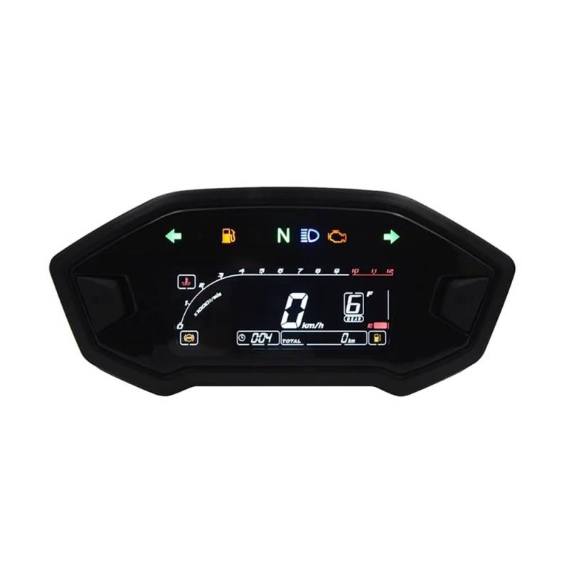 WYHJIUY Für 1 2 4 Zylinder Motorrad Universal Digital Tacho 10000 RPM Tachometer Dashboard Instrument Panel Meter Speed Gear Display von WYHJIUY